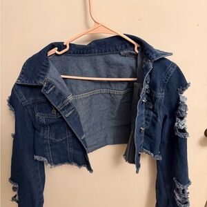 Distressed Denim Cropped Jacket